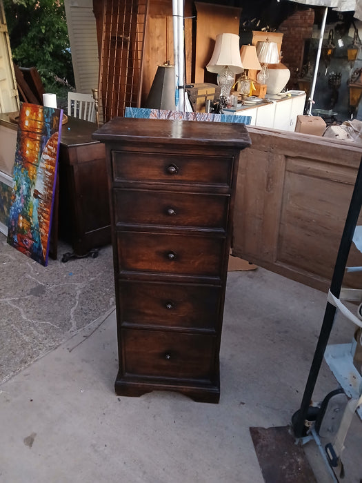 RUSTIC DARK OAK VERTICAL 5 DRAWER CHEST