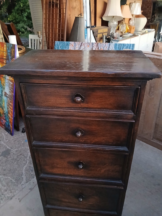 RUSTIC DARK OAK VERTICAL 5 DRAWER CHEST