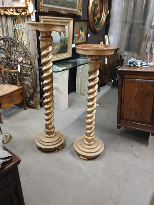 SET OF 2 GOLD BARLEY TWIST PLANT STANDS