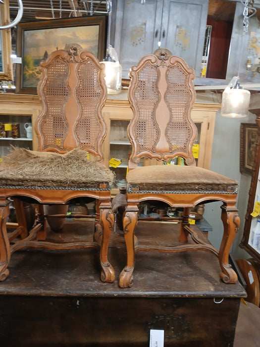 PAIR OF PAINTED SPANISH FOOT CHAIRS