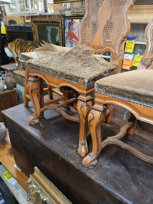 PAIR OF PAINTED SPANISH FOOT CHAIRS