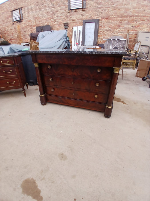 EMPIRE MAHOGANY GREY MARBLE TOP 4 DRAWER CHEST