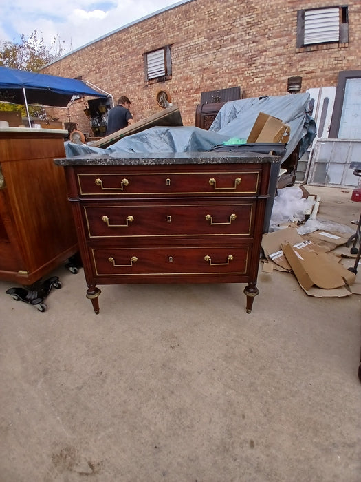 SMALL LOUIS XVI 3 DRAWER CHEST WITH GREY MARBLE TOP