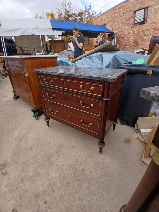 SMALL LOUIS XVI 3 DRAWER CHEST WITH GREY MARBLE TOP