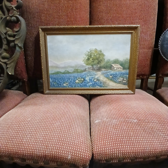 ANTIQUE BLUEBONNET OIL PAINTING SIGNED MISS MARTHA KATE HAGGARD