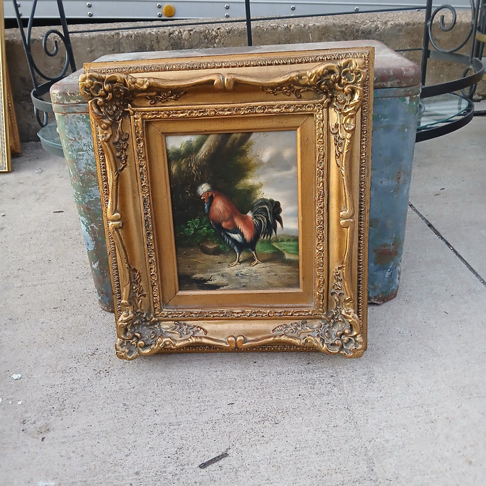 FRAMED ROOSTER OIL PAINTING