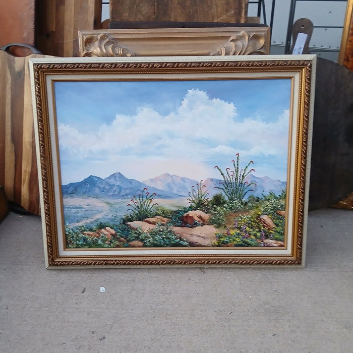 FRAMED DESSERT LANDSCAPE OIL PAINTING