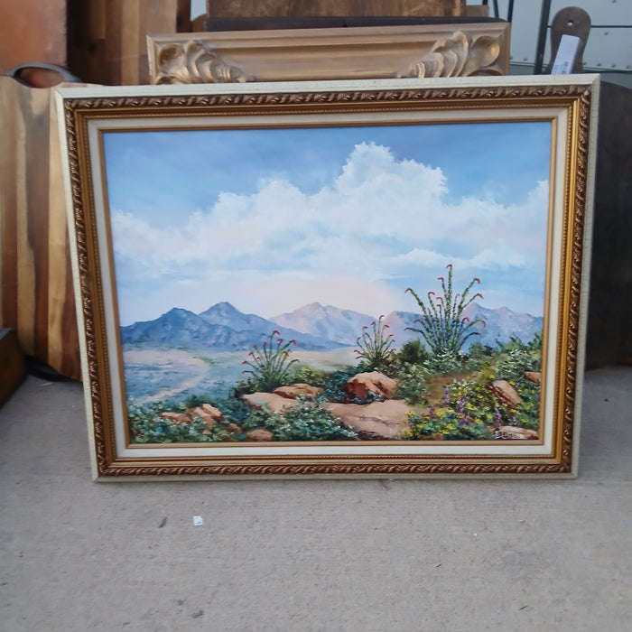 FRAMED DESSERT LANDSCAPE OIL PAINTING