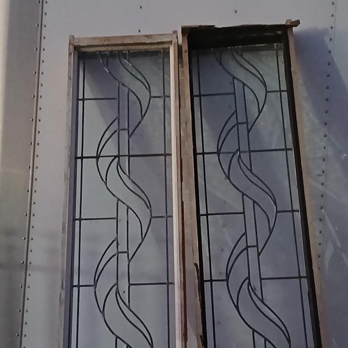 PAIR OF LEADED GLASS SIDELIGHTS