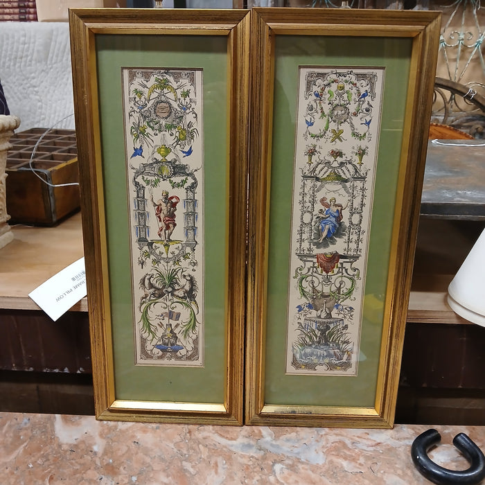 PAIR OF SLENDER COLORFUL ITALIAN PRINTS