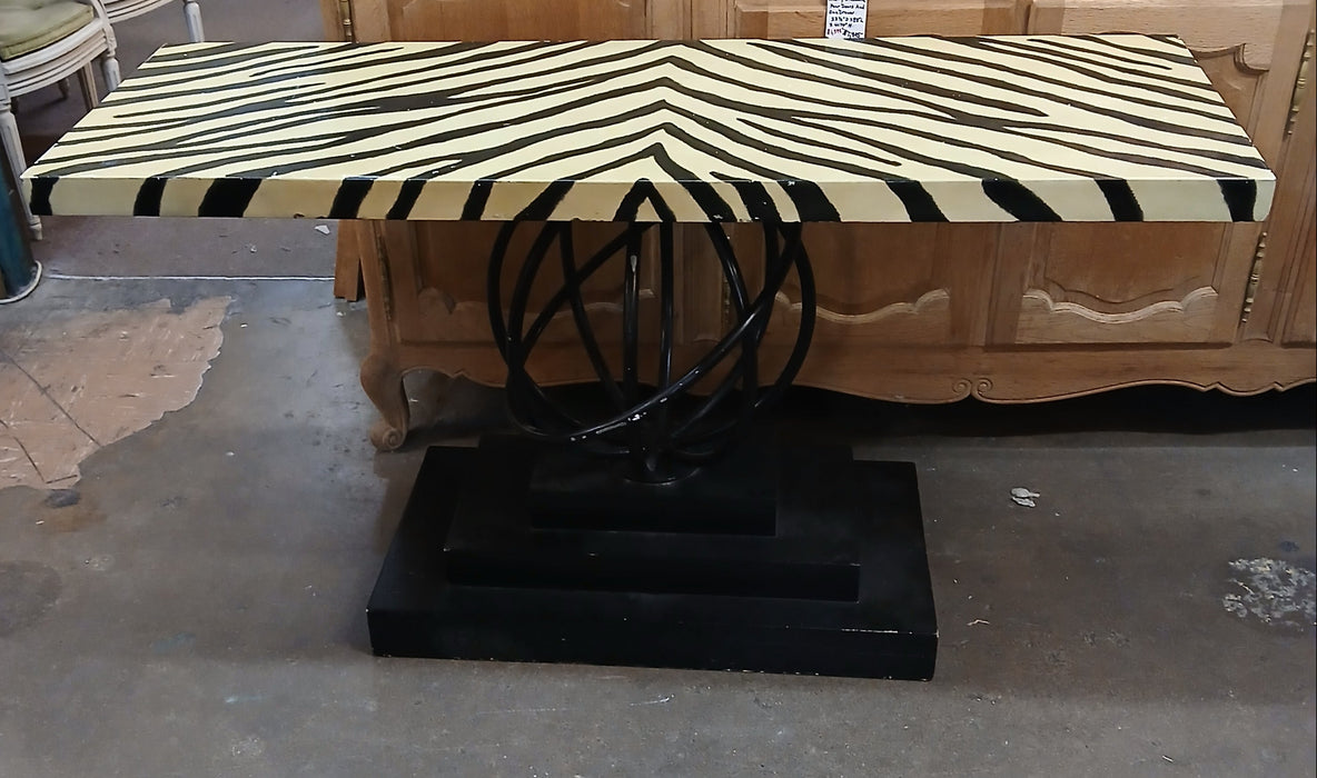 MODERN IRON BASE CONSOLE WITH PAINTED ZEBRA STRIPES