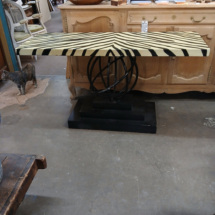 MODERN IRON BASE CONSOLE WITH PAINTED ZEBRA STRIPES