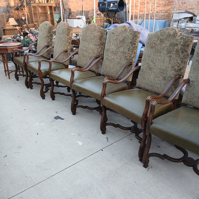 PAIR OF LOUIS XIII LEATHER AND UPHOLSTERED ARMCHAIRS- 3 PAIRS AVAILABLE