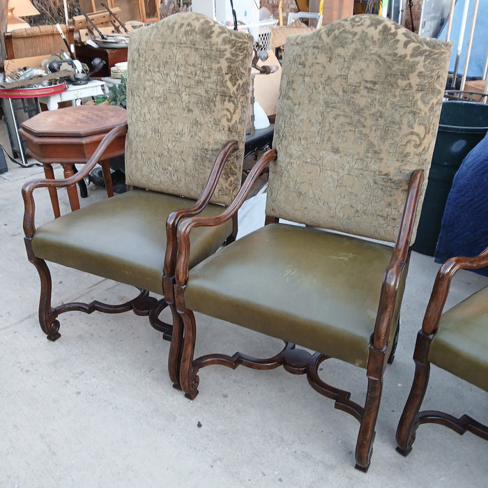 PAIR OF LOUIS XIII LEATHER AND UPHOLSTERED ARMCHAIRS- 3 PAIRS AVAILABLE