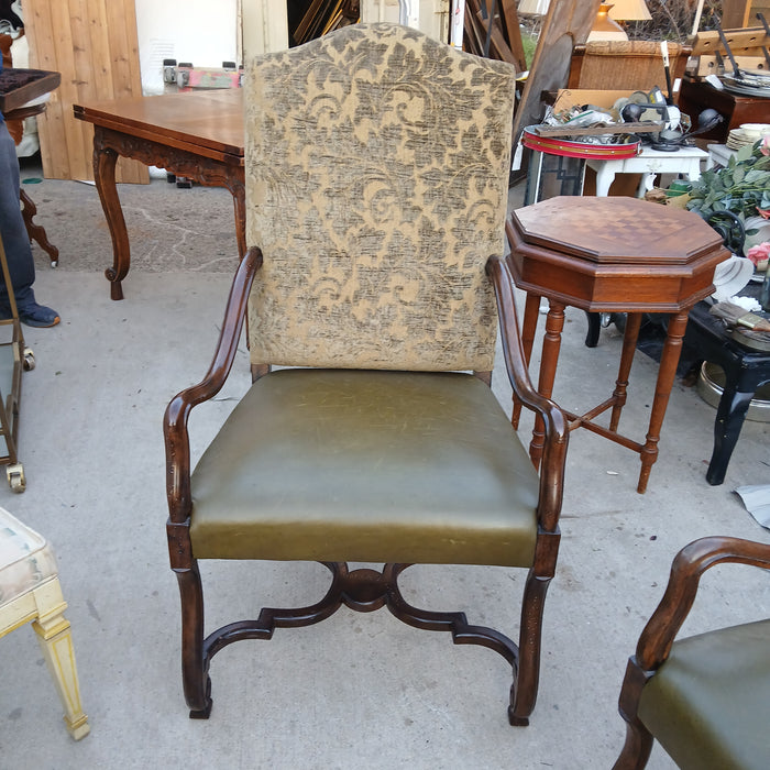 PAIR OF LOUIS XIII LEATHER AND UPHOLSTERED ARMCHAIRS- 3 PAIRS AVAILABLE