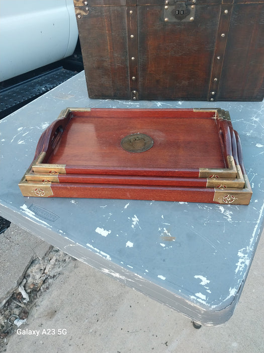 SET OF 3 INLAID STACKING TRAYS