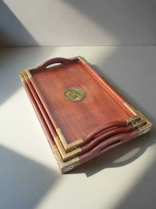 SET OF 3 INLAID STACKING TRAYS