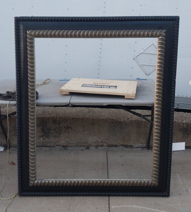 LARGE BLACK AND SILVER ROPE TWIST FRAME