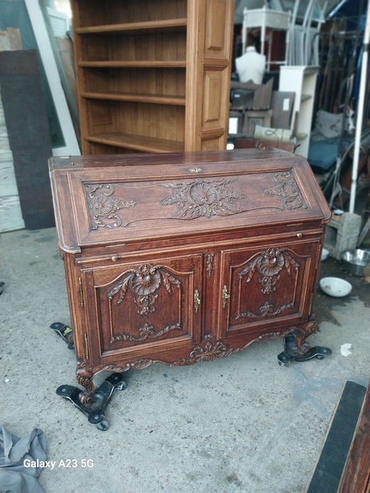 ORNATE FRENCH OAK SECRETARY