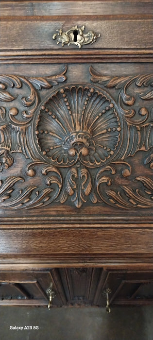 ORNATE FRENCH OAK SECRETARY