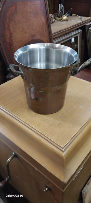 COPPER WITH BRASS HANDLES TALL PAIL