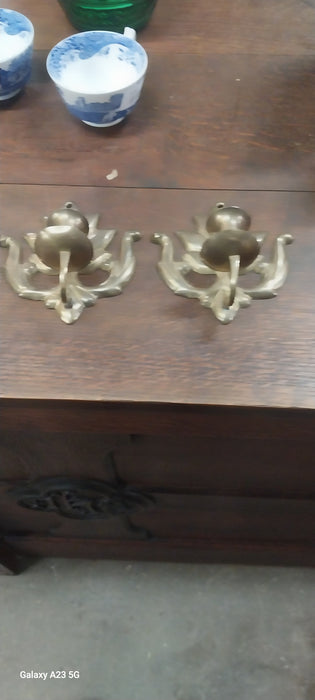 PAIR OF SMALL BRASS CANDLE SCONCES