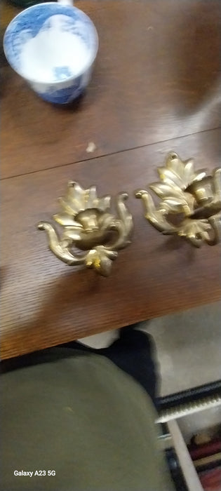 PAIR OF SMALL BRASS CANDLE SCONCES