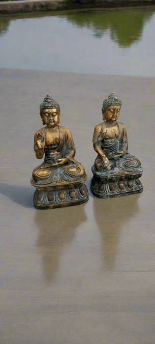 PAIR OF VINTAGE BRONZE BUDDHAS