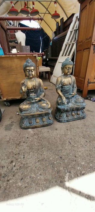 PAIR OF VINTAGE BRONZE BUDDHAS
