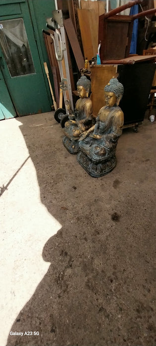 PAIR OF VINTAGE BRONZE BUDDHAS