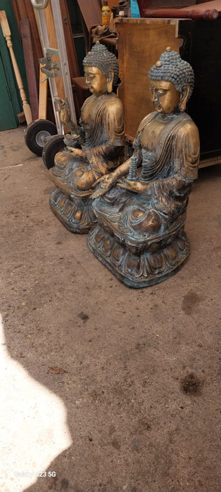 PAIR OF VINTAGE BRONZE BUDDHAS
