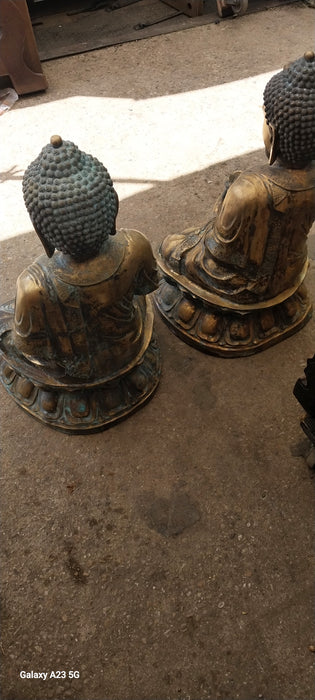 PAIR OF VINTAGE BRONZE BUDDHAS