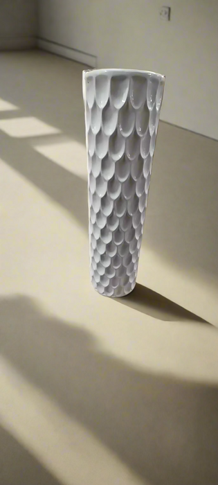 WHITE IMBRICATED VASE