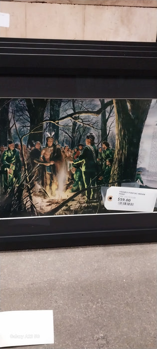 FRAMED PONTIAC INDIAN PRINT