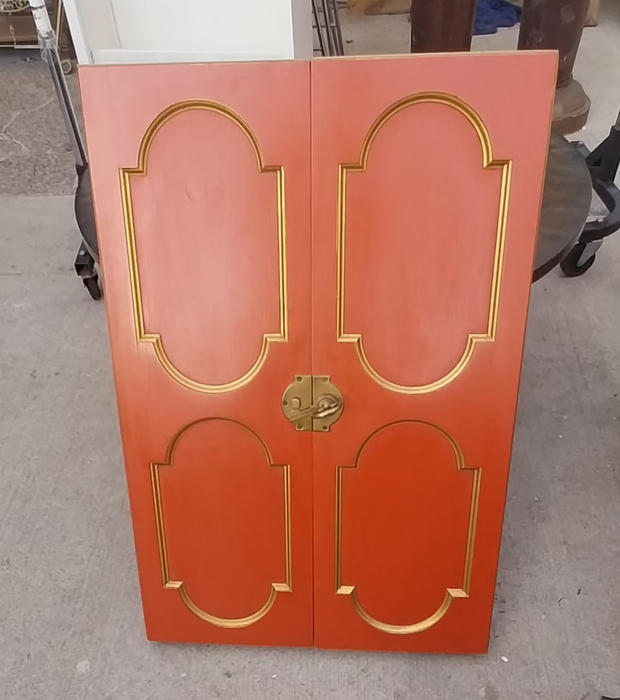 ORANGE ASIAN FRAMED TRIFOLD MIRROR