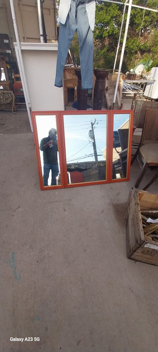 ORANGE ASIAN FRAMED TRIFOLD MIRROR