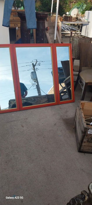 ORANGE ASIAN FRAMED TRIFOLD MIRROR