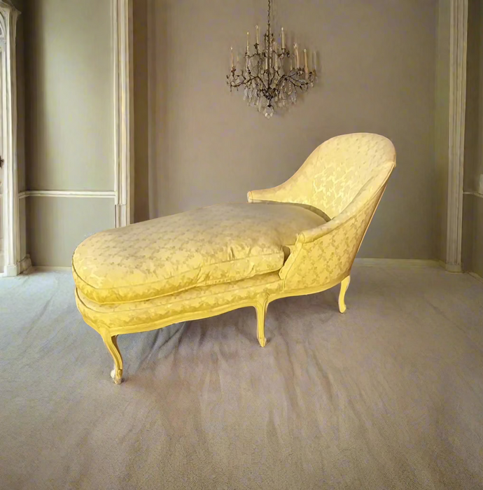 LOUIS  XV STYLE CHAISE IN YELLOW UPHOLSTERY