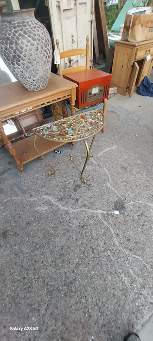 SMALL WROUGHT IRON FOLDING DEMILUNE TABLE