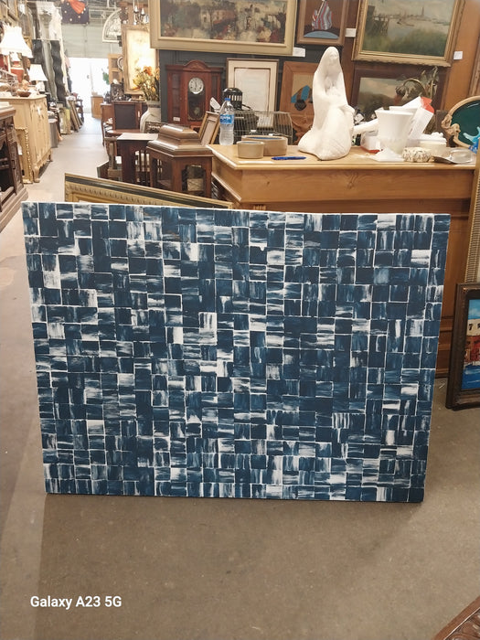 BLUE AND WHITE ABSTRACT ON CANVAS