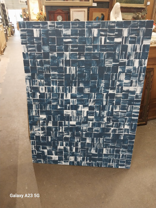 BLUE AND WHITE ABSTRACT ON CANVAS