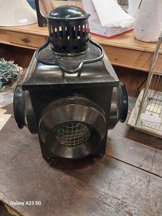 LARGE BLACK TIN SHIPS LANTERN