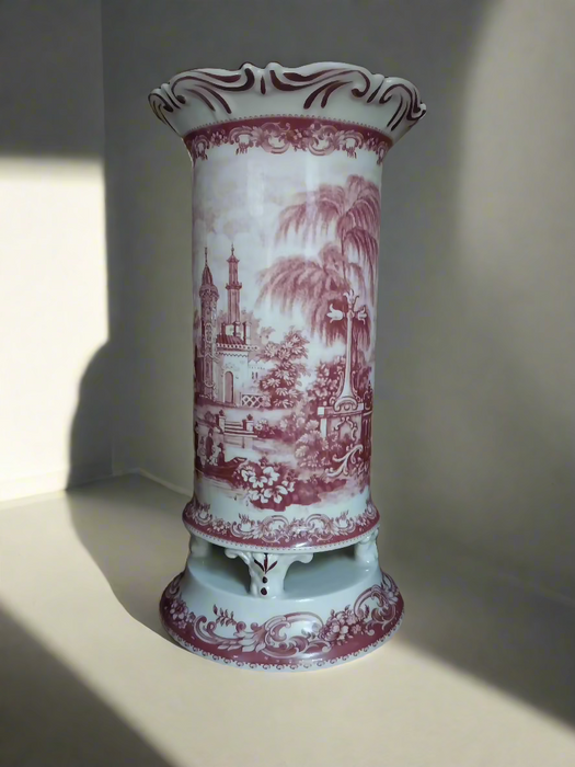 RED AND WHITE TALL VASE