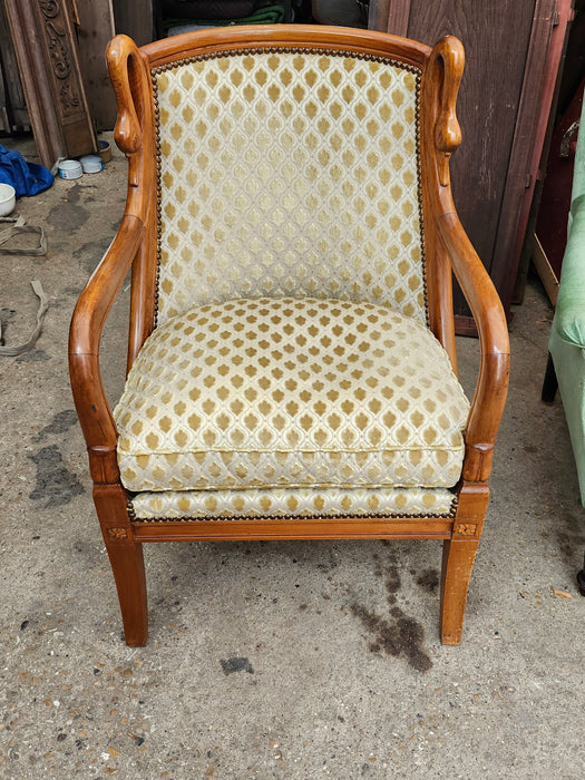 SET OF 3 FRENCH EMPIRE SWAN CARVED CHERRY CHAIRS