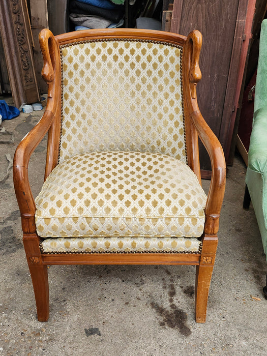 SET OF 3 FRENCH EMPIRE SWAN CARVED CHERRY CHAIRS