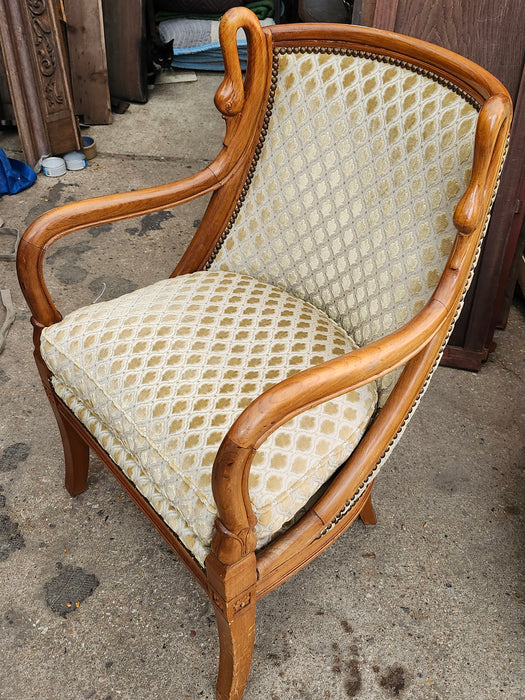 SET OF 3 FRENCH EMPIRE SWAN CARVED CHERRY CHAIRS