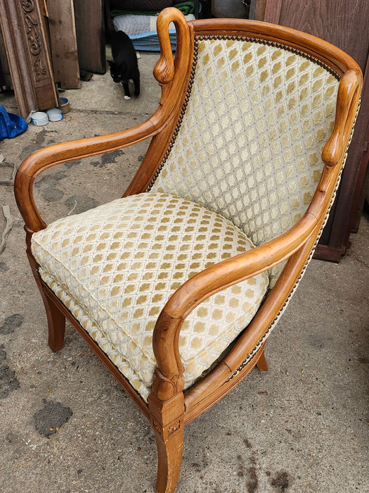 SET OF 3 FRENCH EMPIRE SWAN CARVED CHERRY CHAIRS