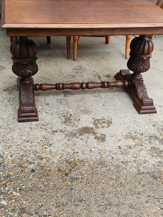DOUBLE PEDESTAL CUP AND COVER OAK COFFEE TABLE