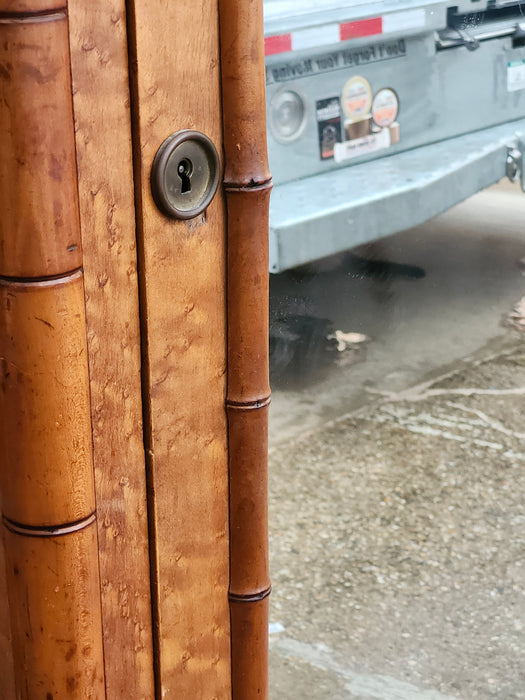 FRENCH FAUX BAMBOO MIRRORED ARMOIRE