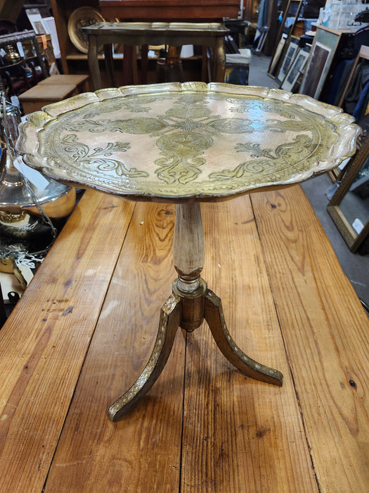 ROUND GILT FLORENTINE PEDESTAL OCCASIONAL TABLE